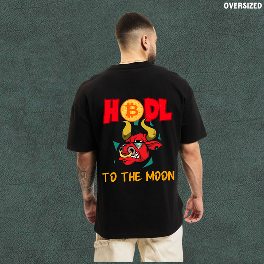 HODL To The Moon | Black Oversized Tshirt